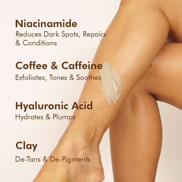 mCaffeine Coffee Body Scrub Mask with Niacinamide for Tan Removal & Depigmentation | Reduces Dark Skin Patches, Nourishes & Hydrates | De-Tan Body Mask for Women & Men | Natural & 100% Vegan